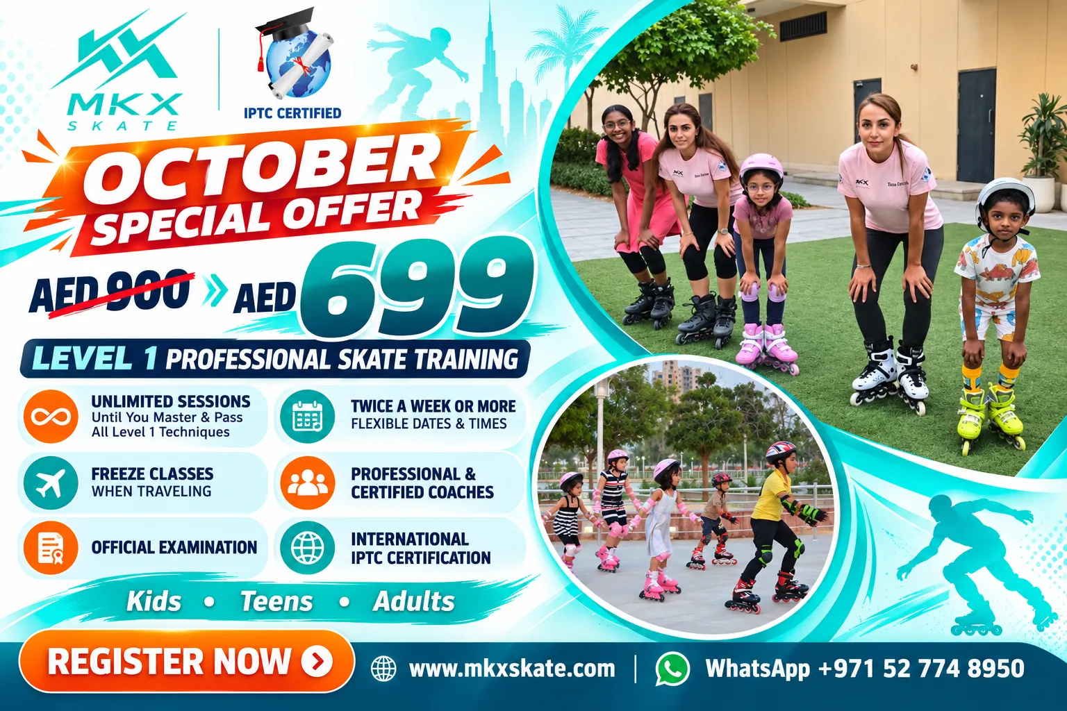 Special Offer: Unlimited Level 1 Skate Training – AED 699